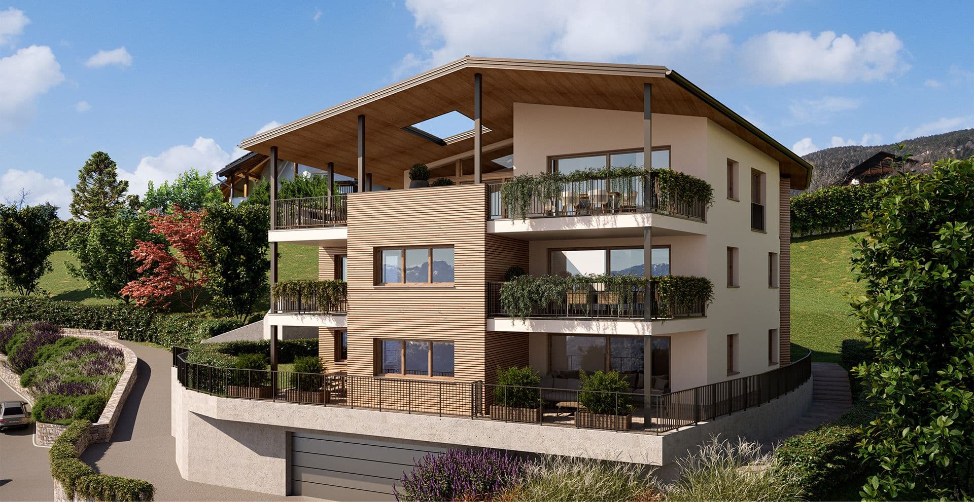 Rendering Wohnanlage Stöfl in Villanders