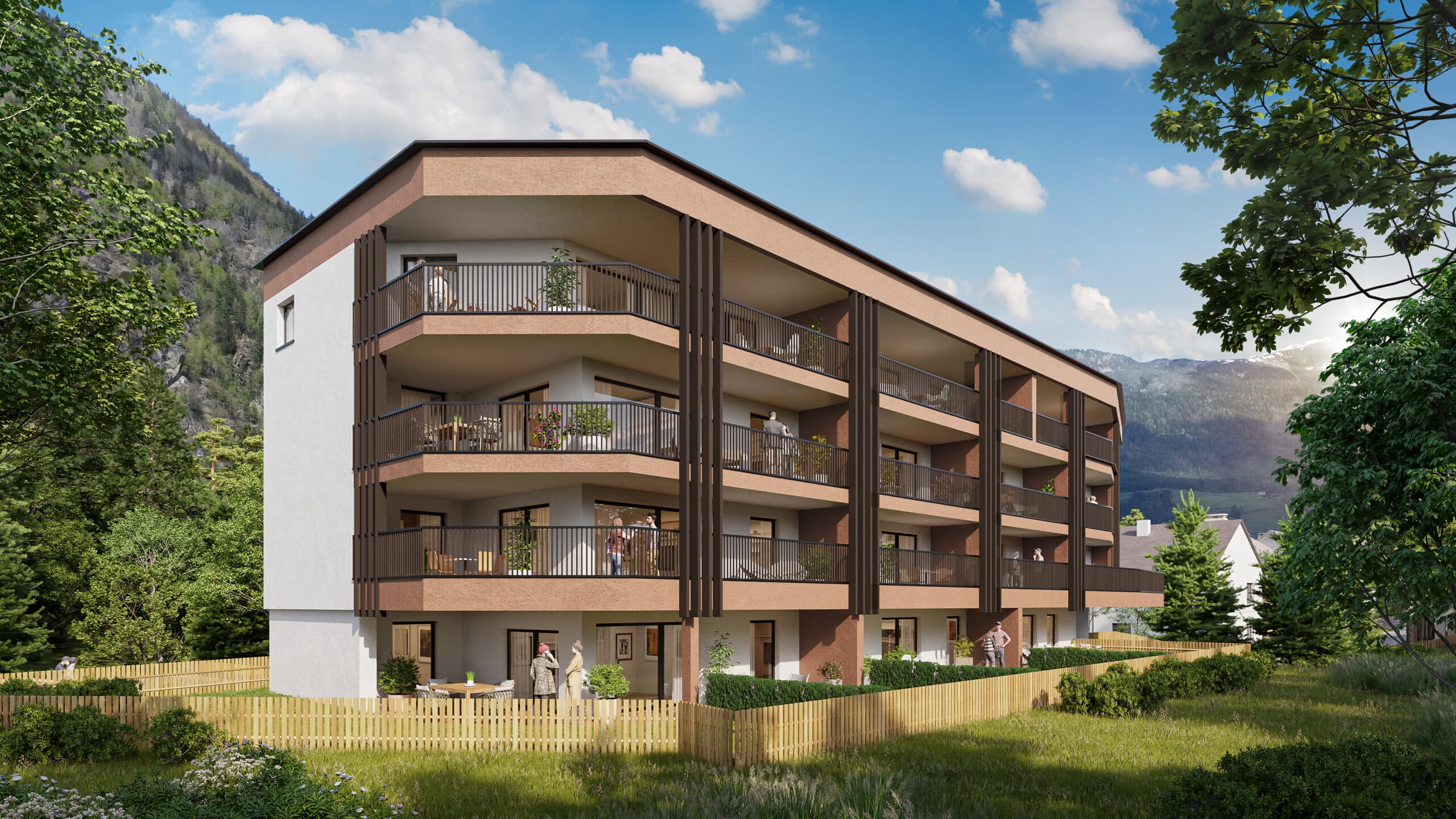 Rendering der Wohnanlage Mulivia in Mühlen in Taufers
